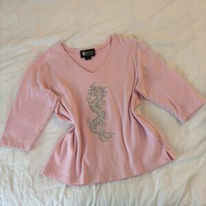 Pink and silver dragon shirt